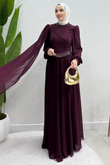 Gülru Şifon Abiye Mürdüm