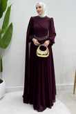 Gülru Şifon Abiye Mürdüm