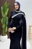 Hanzade Krep Abiye Lacivert