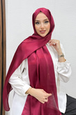 İnci Saten Şal Bordo
