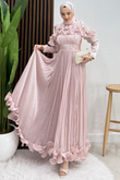 Kabartma Detay Yoryo Abiye Soft Pembe