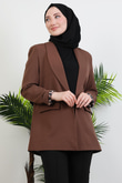 Leopar Astarlı Ceket Kahverengi