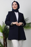 Leopar Astarlı Ceket Lacivert