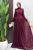 Mahsen Şifon Abiye Bordo