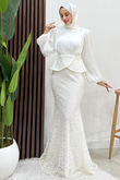 Marcella Dantel İşleme Abiye Beyaz