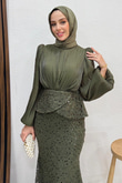Marcella Dantel İşleme Abiye Haki
