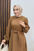 Miya Krep Elbise Kahve