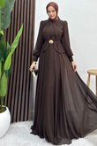 Nalya Şifon Abiye Acı kahve