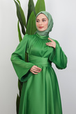 Nazlı Tesettür Elbise Fıstık Yeşil