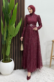 Nilda Simli Abiye Bordo