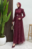 Nilda Simli Abiye Bordo