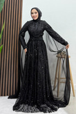 Nilüfer İşleme Abiye Siyah