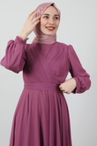 Önü Çapraz Şifon Elbise Pembe