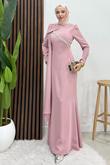 Özün Taşlı Abiye Soft Pembe