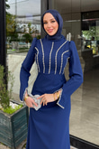 Palmiye Taş Abiye Lacivert