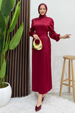 Sahra Tesettür Elbise Bordo