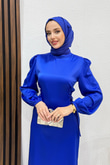 Sahra Tesettür Elbise Gece Mavi