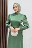 Sahra Tesettür Elbise Soft Yeşil