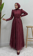 Selma Simli Abiye Bordo