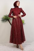 Selma Simli Abiye Bordo