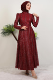 Selma Simli Abiye Bordo
