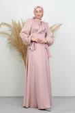 Tan Taş Detay Abiye Soft Pembe