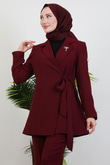 Taşlı Broşürlü Takım Koyu Bordo