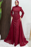 Velya Şifon Abiye Bordo