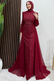 Velya Şifon Abiye Bordo
