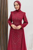 Velya Şifon Abiye Bordo