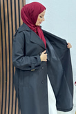 Vilde Düğmeli Trençkot Siyah