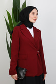 Yandan Kemerli Ceket Bordo