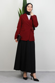 Yandan Kemerli Ceket Bordo
