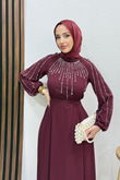 Yeşim Şifon Abiye Bordo