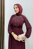 Yeşim Şifon Abiye Bordo
