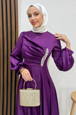 Zelay Saten Abiye Mor