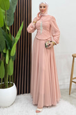 Zuzan Şifon Abiye Soft Pembe