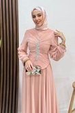Zuzan Şifon Abiye Soft Pembe