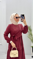 0128-Jasmine Elbise-Bordo