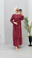 0128-Jasmine Elbise-Bordo