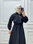 0134-Ceketli Spor Elbise-Siyah