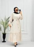0324-Modal Elbise-Krem