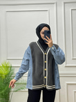 0440-Peluş Detaylı Denim-Antrasit