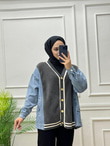 0440-Peluş Detaylı Denim-Antrasit