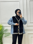 0440-Peluş Detaylı Denim-Siyah