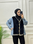 0440-Peluş Detaylı Denim-Siyah