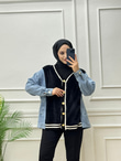 0440-Peluş Detaylı Denim-Siyah
