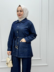 0444-Tencel Denim Takım-Koyu Mavi