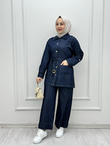 0444-Tencel Denim Takım-Koyu Mavi
