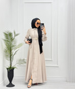 0513-Elegant Elbise-Krem